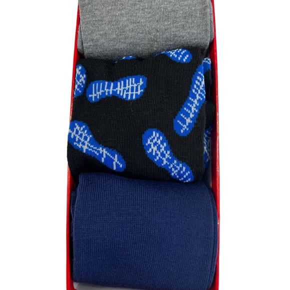 Men’s Crew Socks New Boxed Gift Set- 3 Pack- Navy Blue/Gray Theme - Picture 3 of 7